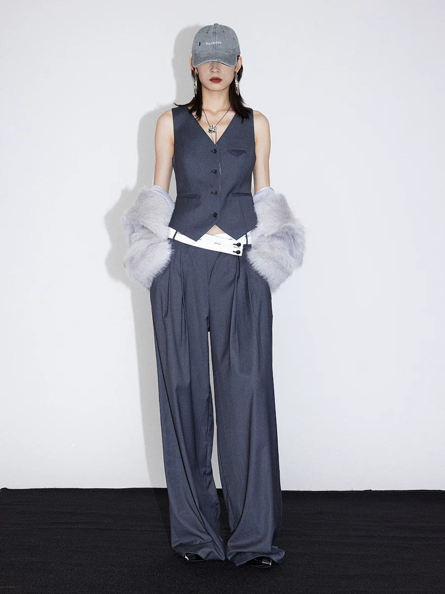 FLOWY PLEATED WIDE-LEG PANTS