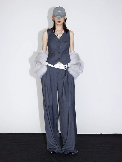 FLOWY PLEATED WIDE-LEG PANTS