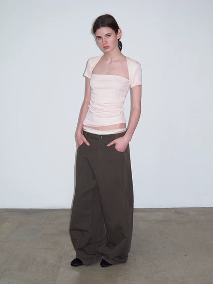 FAUX TWO-PIECE CROP TOP