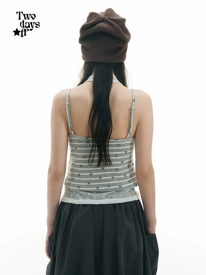 LACE STRIPED CAMISOLE SET