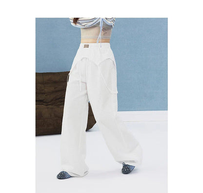 LACE-PANEL WIDE-LEG PANTS