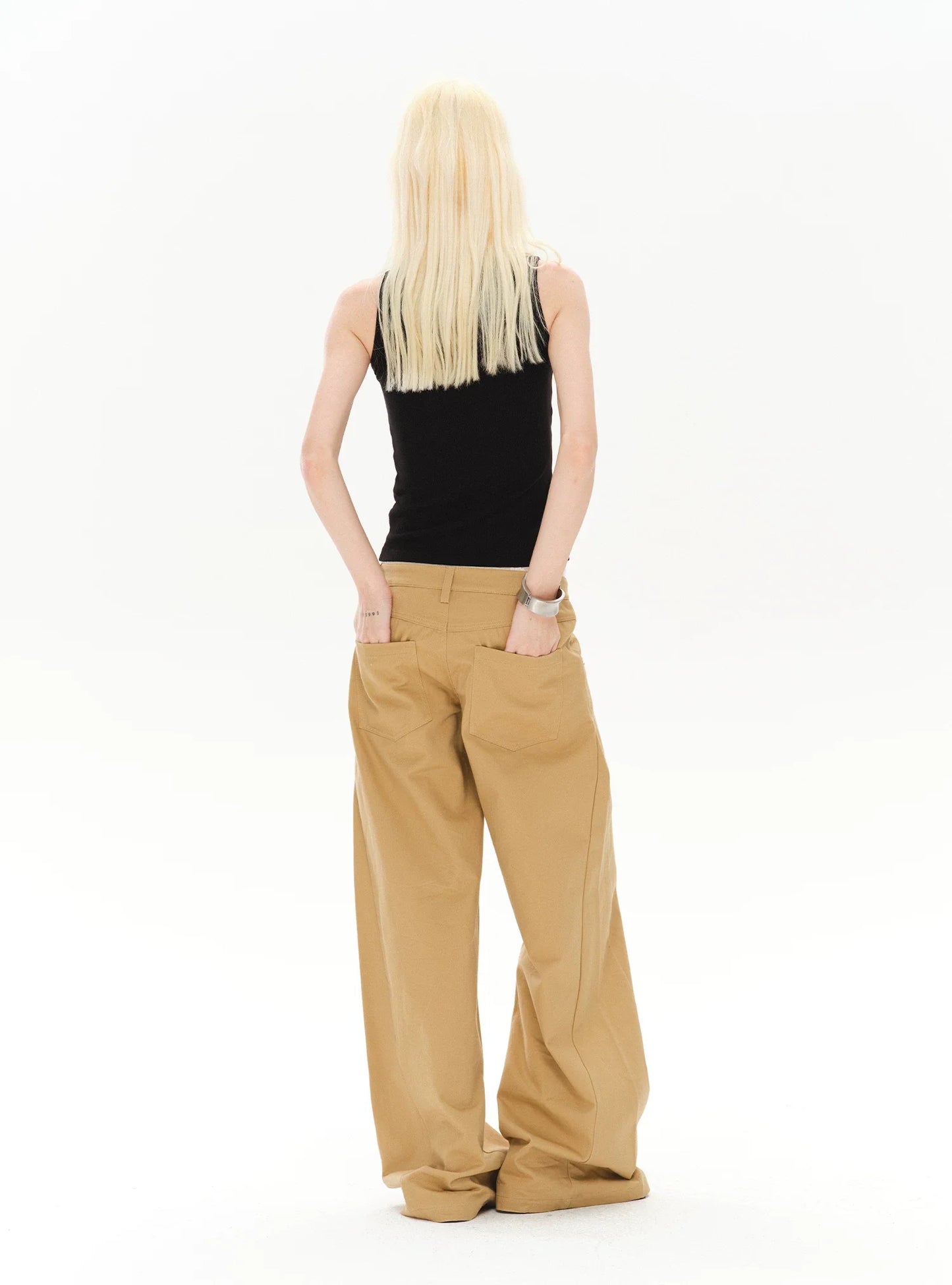CASUAL WIDE-LEG TWILL PANTS