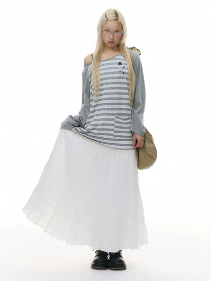 STRIPED SHOULDER T-SHIRT