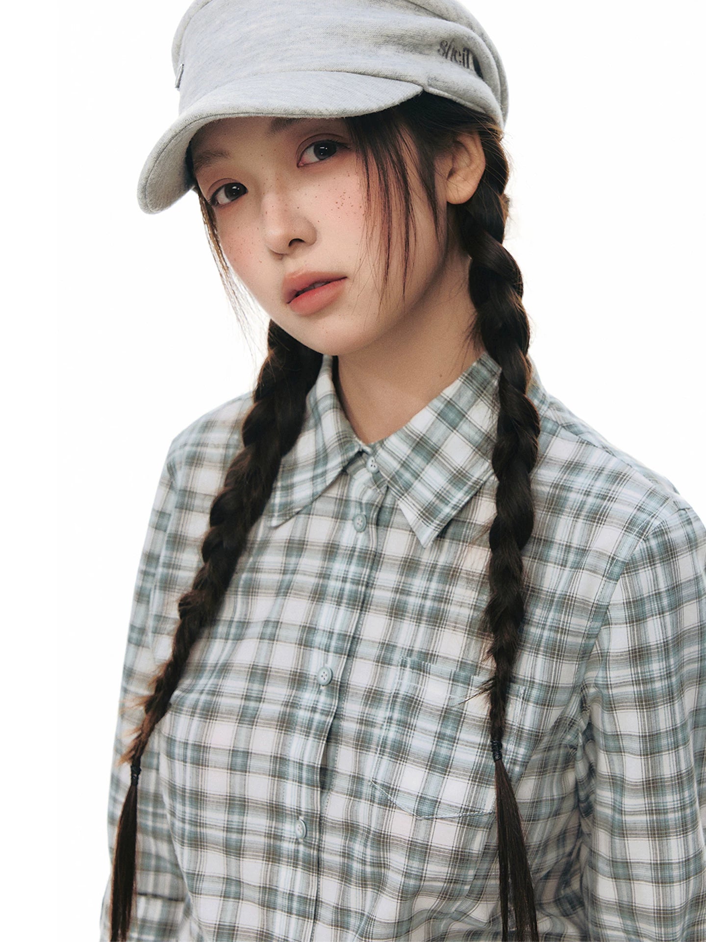 LAPEL PLAID COTTON SHIRT