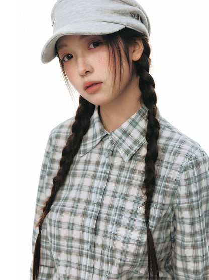 LAPEL PLAID COTTON SHIRT