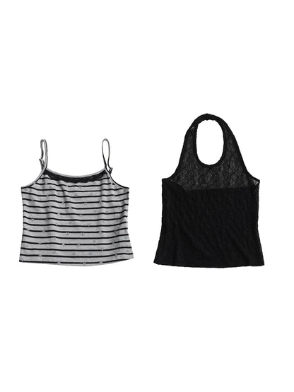 LACE STRIPED CAMISOLE SET