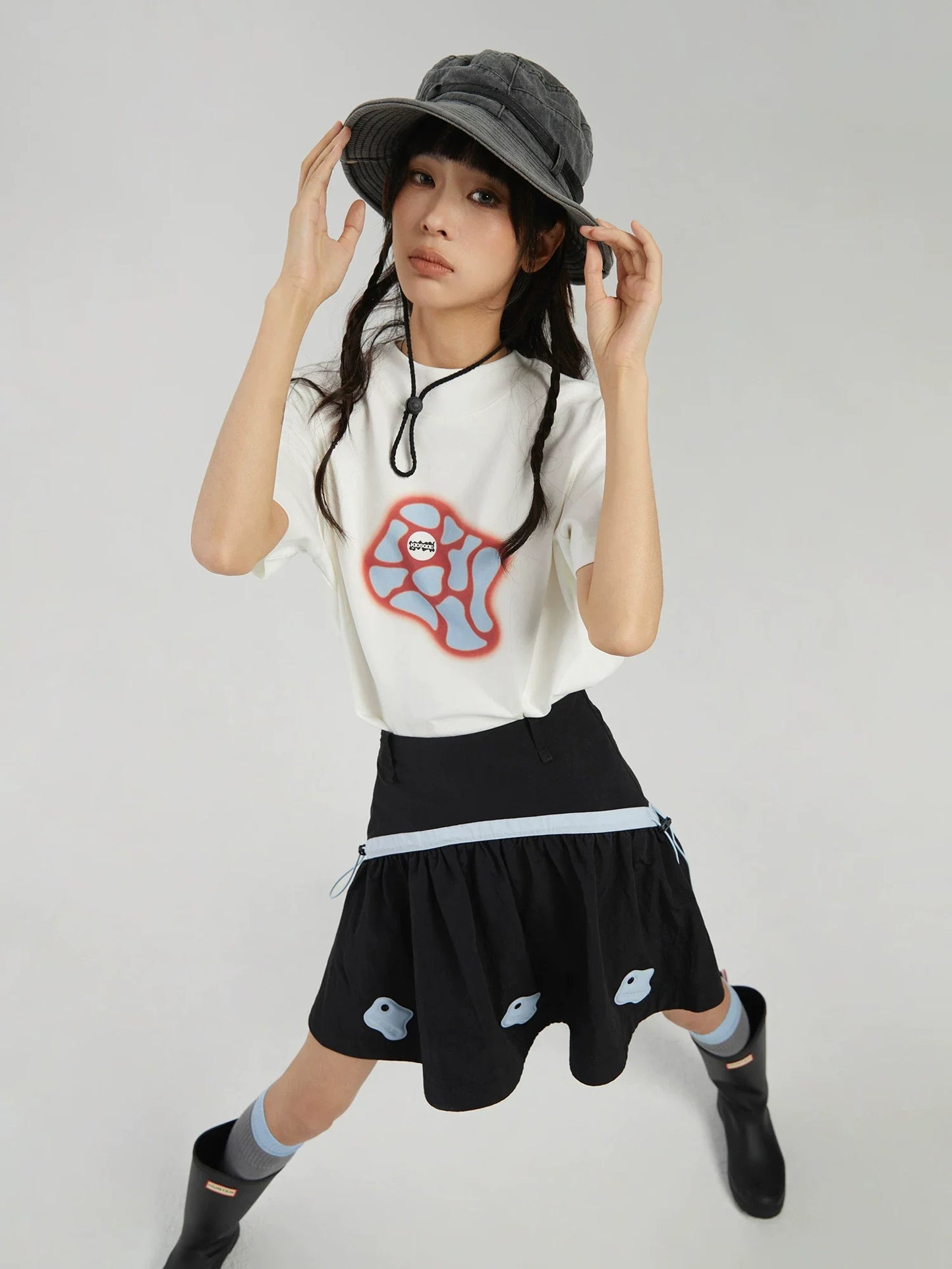 COLOR-BLOCK A-LINE MINI SKIRT