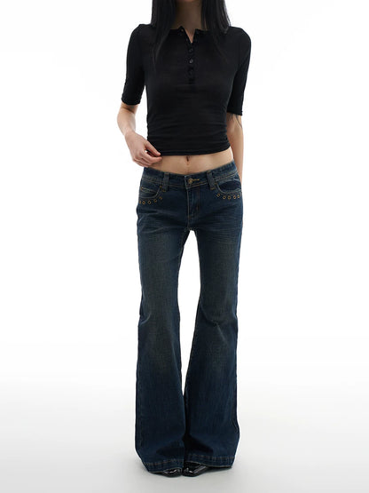 RIVET LOW-WAIST JEANS