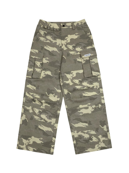 FAUX SANDWASHED CAMOUFLAGE PANTS