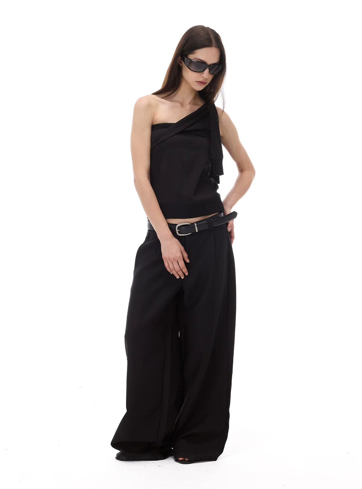 CASUAL WIDE-LEG TAPERED PANTS