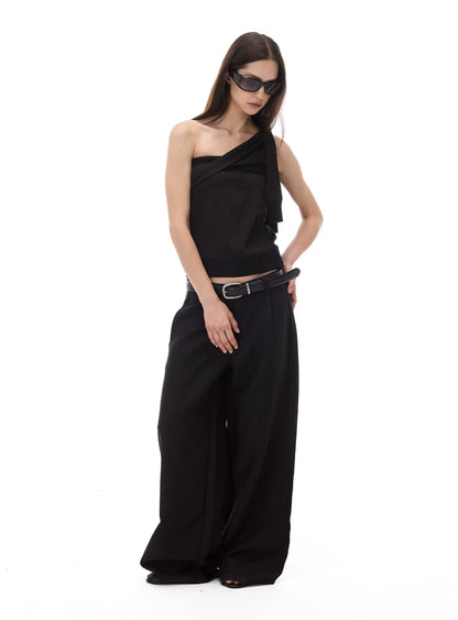 CASUAL WIDE-LEG TAPERED PANTS