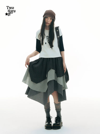 VINTAGE CHECKERED MIDI SKIRT