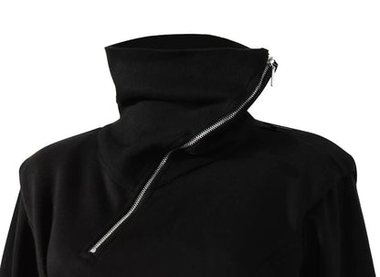 HIGH-NECK ASYMMETRICAL SWEATSHIRT JACKET