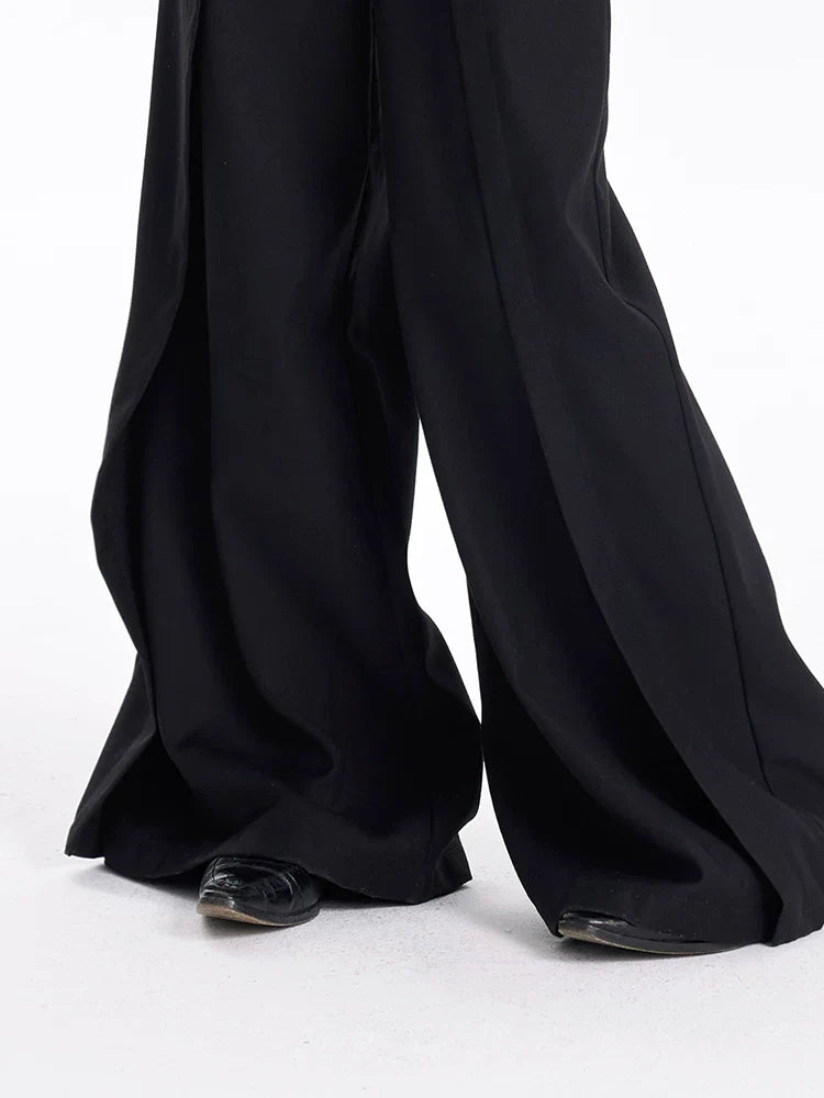 FLOWY BLACK WIDE-LEG PANTS