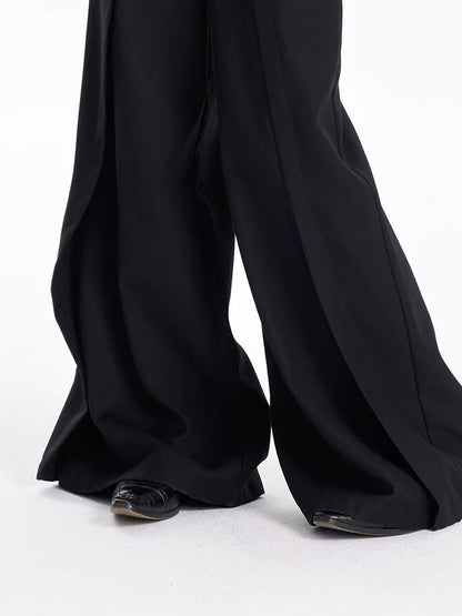 FLOWY BLACK WIDE-LEG PANTS