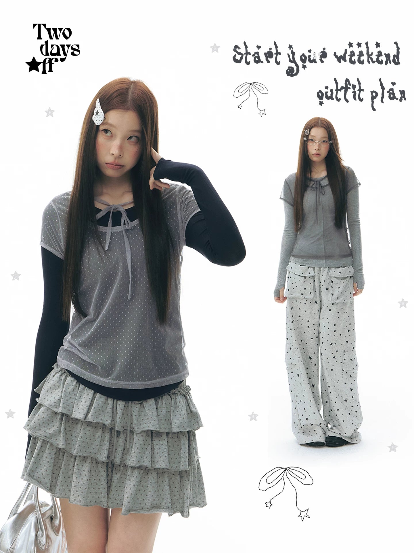 LAYERED POLKA DOT T-SHIRT SET