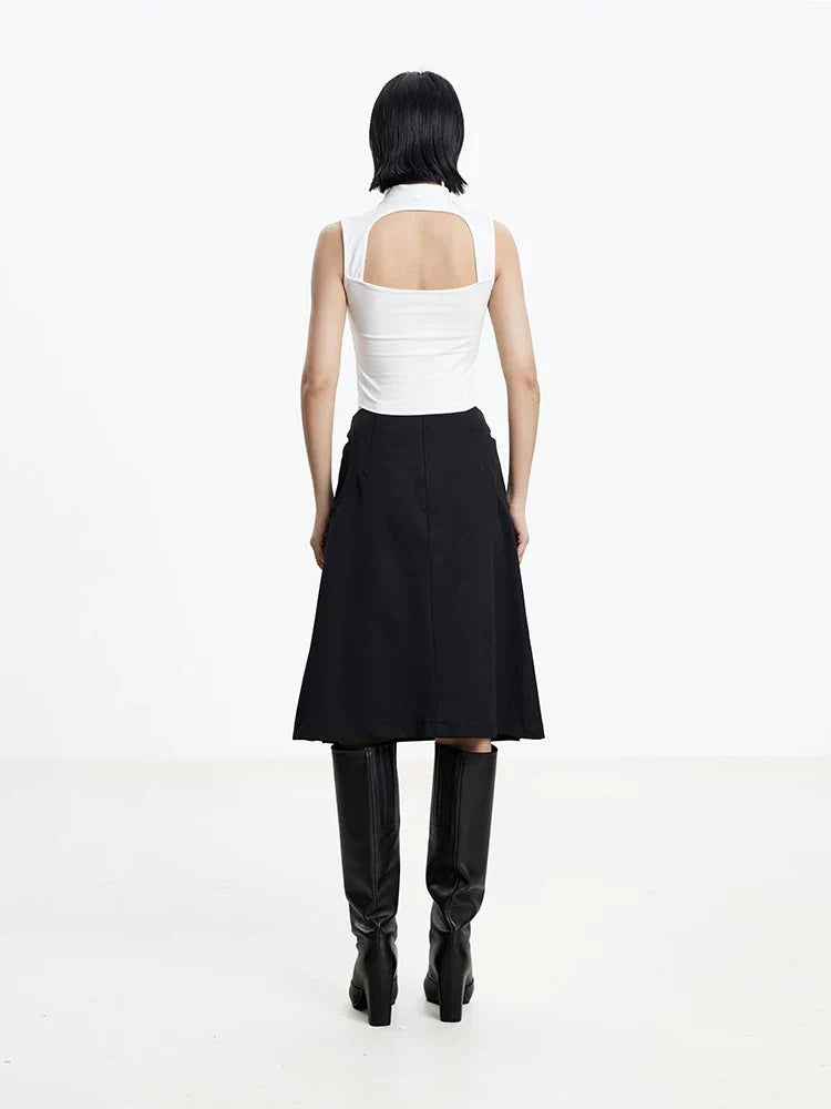 A-LINE SKIRT WITH CUTOUTS