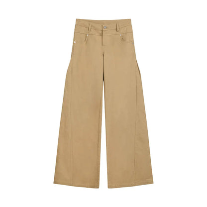 CASUAL WIDE-LEG TWILL PANTS