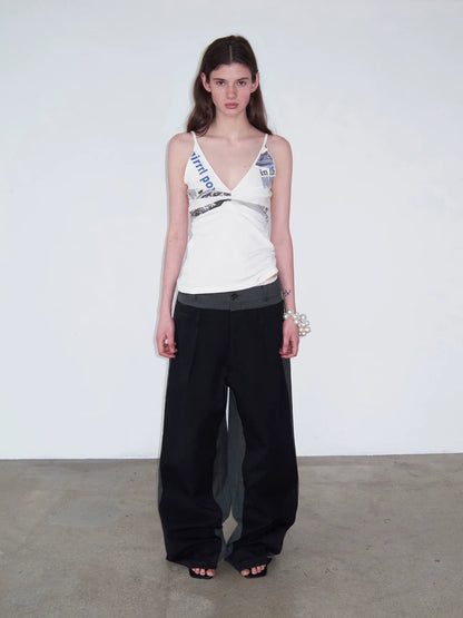 DECONSTRUCTED STRIPED CASUAL PANTS
