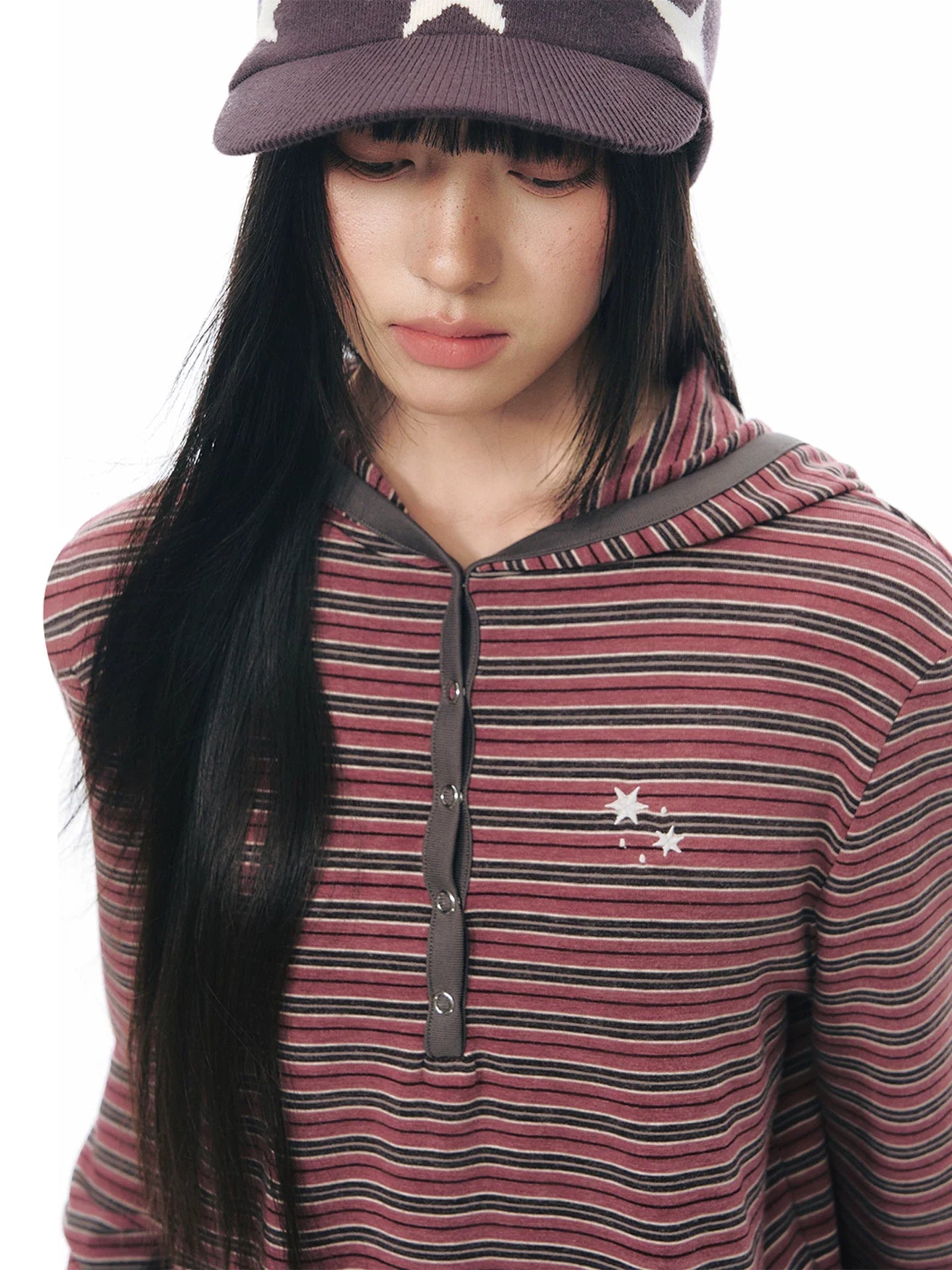 STRIPED HENLEY HOOD TOP