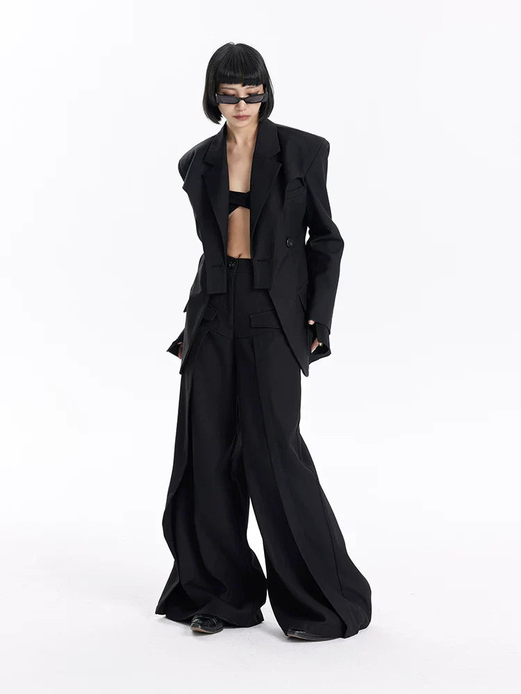 FLOWY BLACK WIDE-LEG PANTS