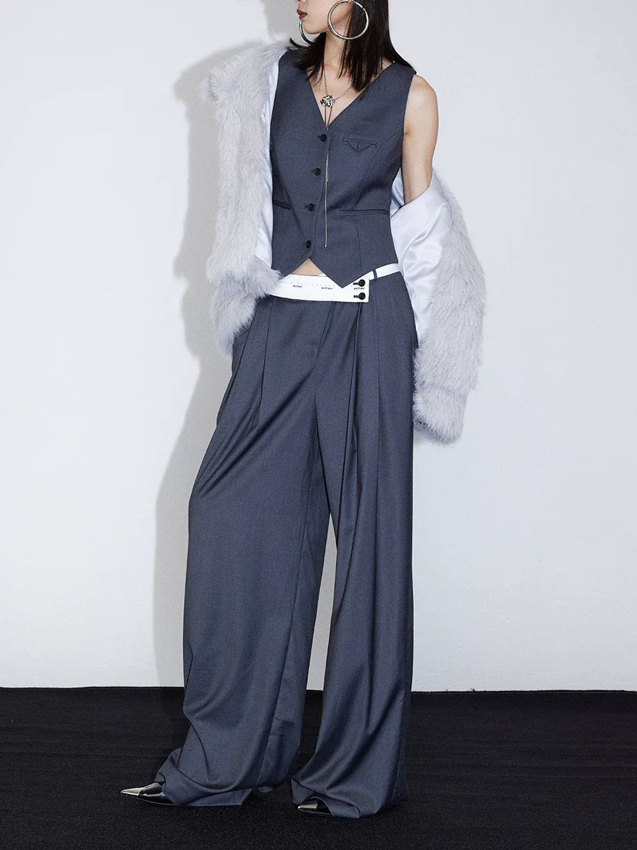 FLOWY PLEATED WIDE-LEG PANTS