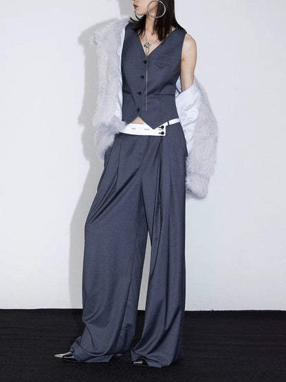 FLOWY PLEATED WIDE-LEG PANTS