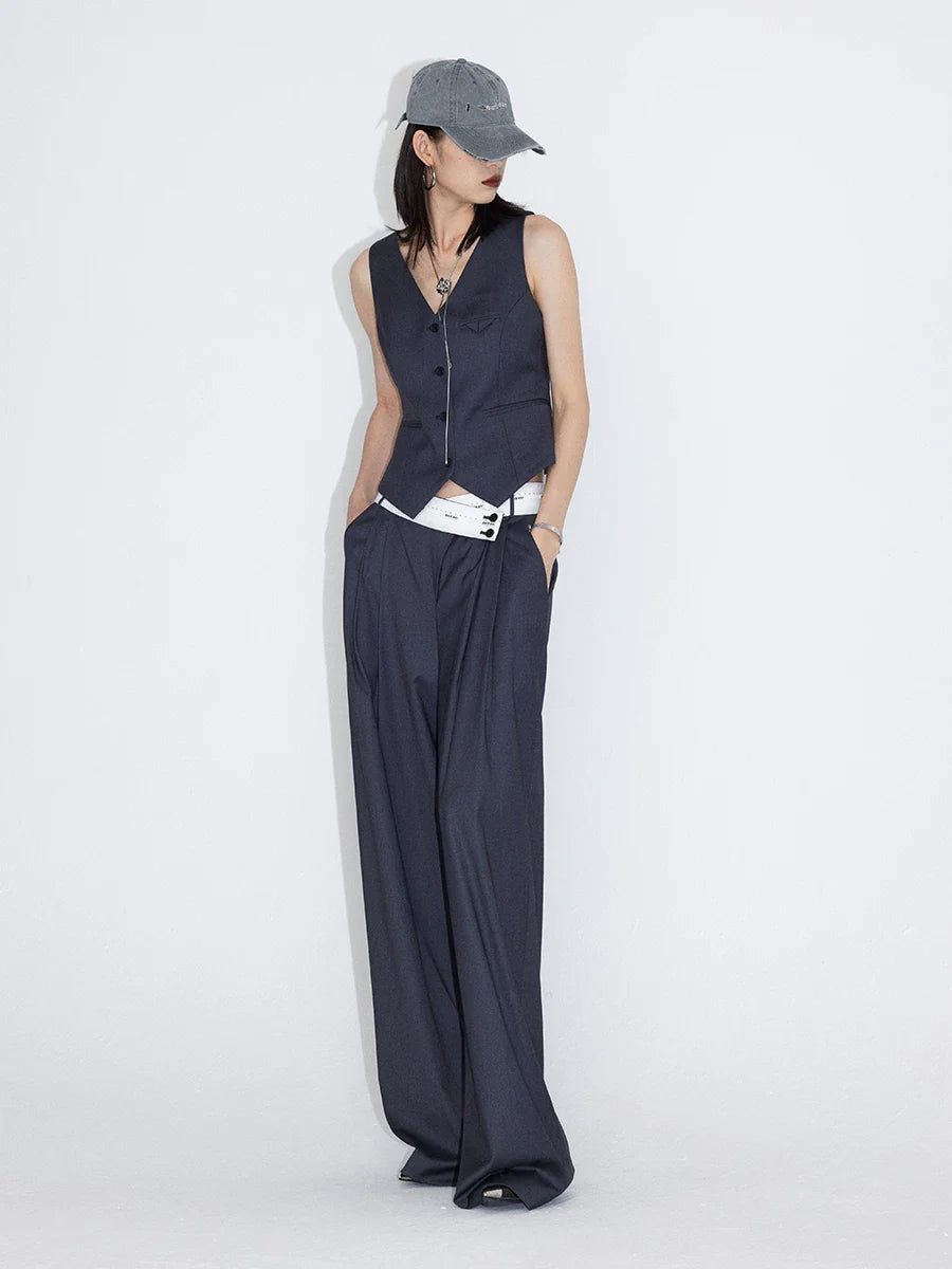 FLOWY PLEATED WIDE-LEG PANTS
