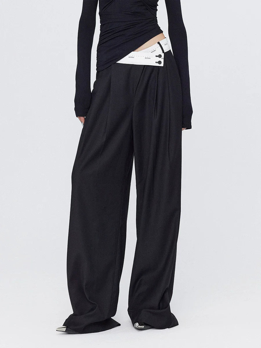 FLOWY PLEATED WIDE-LEG PANTS