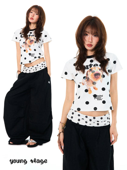 COLOR CLASH POLKA DOT T-SHIRT