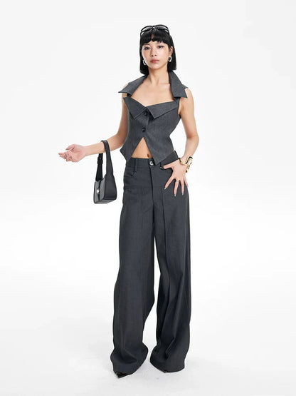 CHIC PATCHWORK WIDE-LEG PANTS