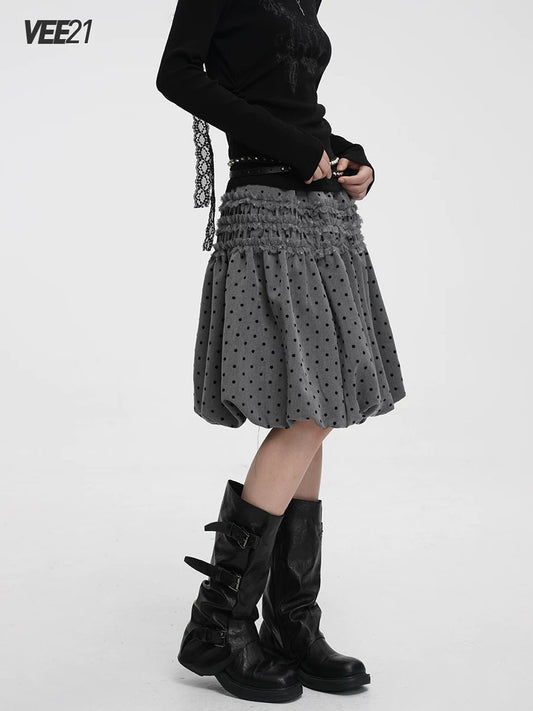 POLKA DOT HALTER MIDI SKIRT