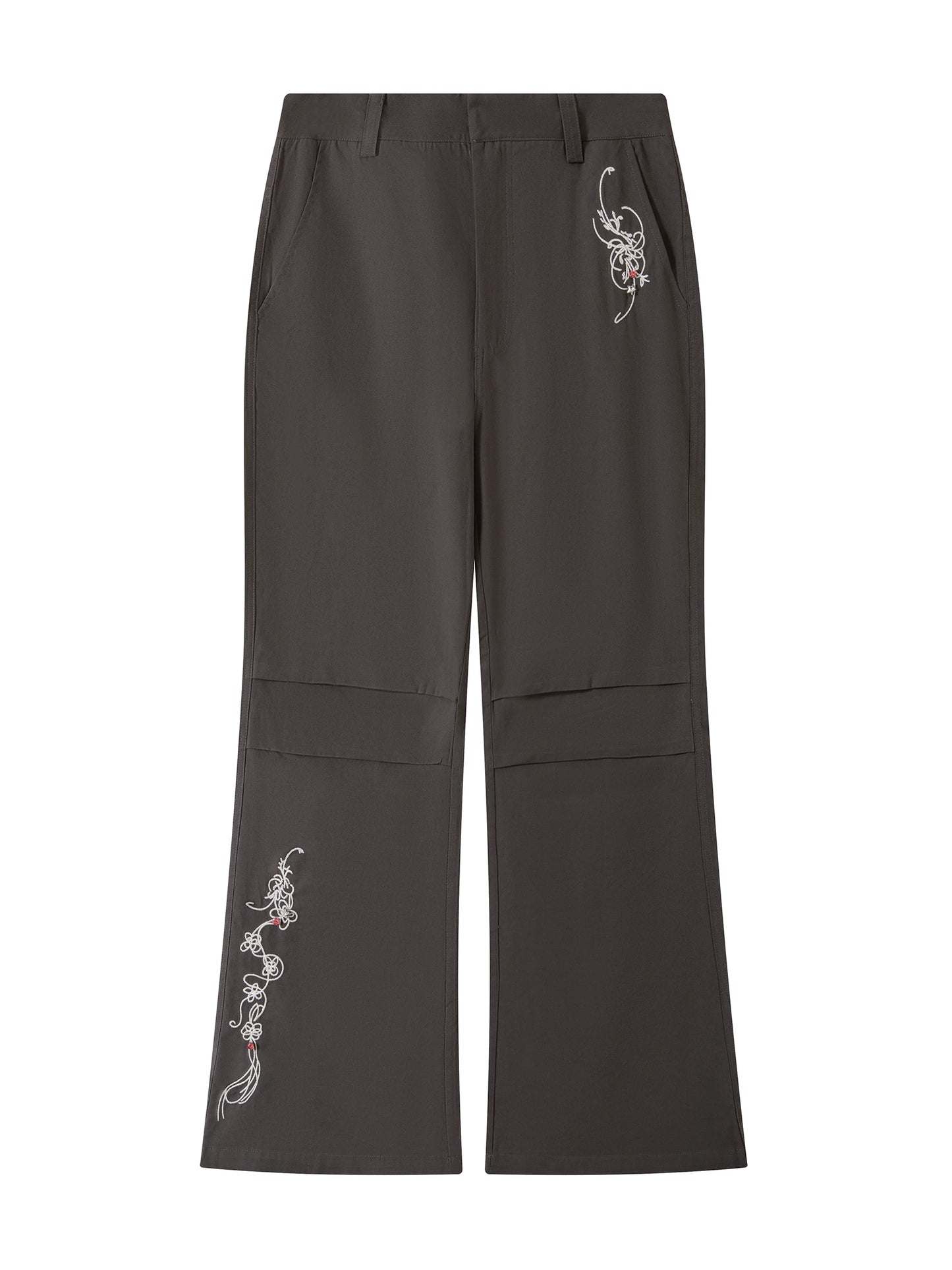 EMBROIDERED FLARE SLACKS