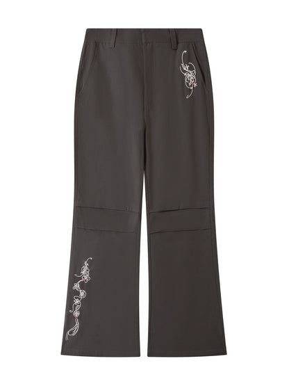 EMBROIDERED FLARE SLACKS