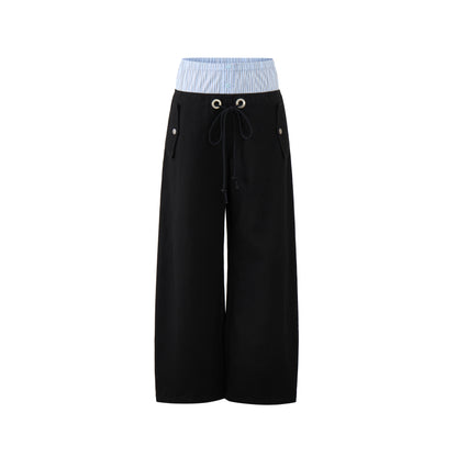 STRIPED FLOWING WIDE-LEG PANTS