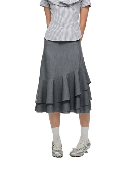 LAYERED RUFFLE SKIRT & FLARE TROUSERS