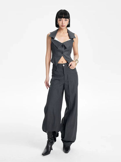 CHIC PATCHWORK WIDE-LEG PANTS