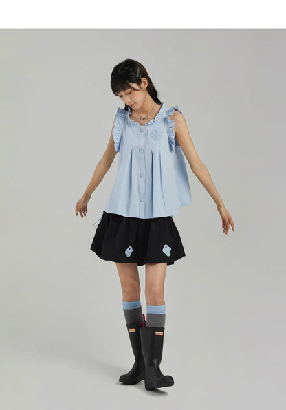 COLOR-BLOCK A-LINE MINI SKIRT