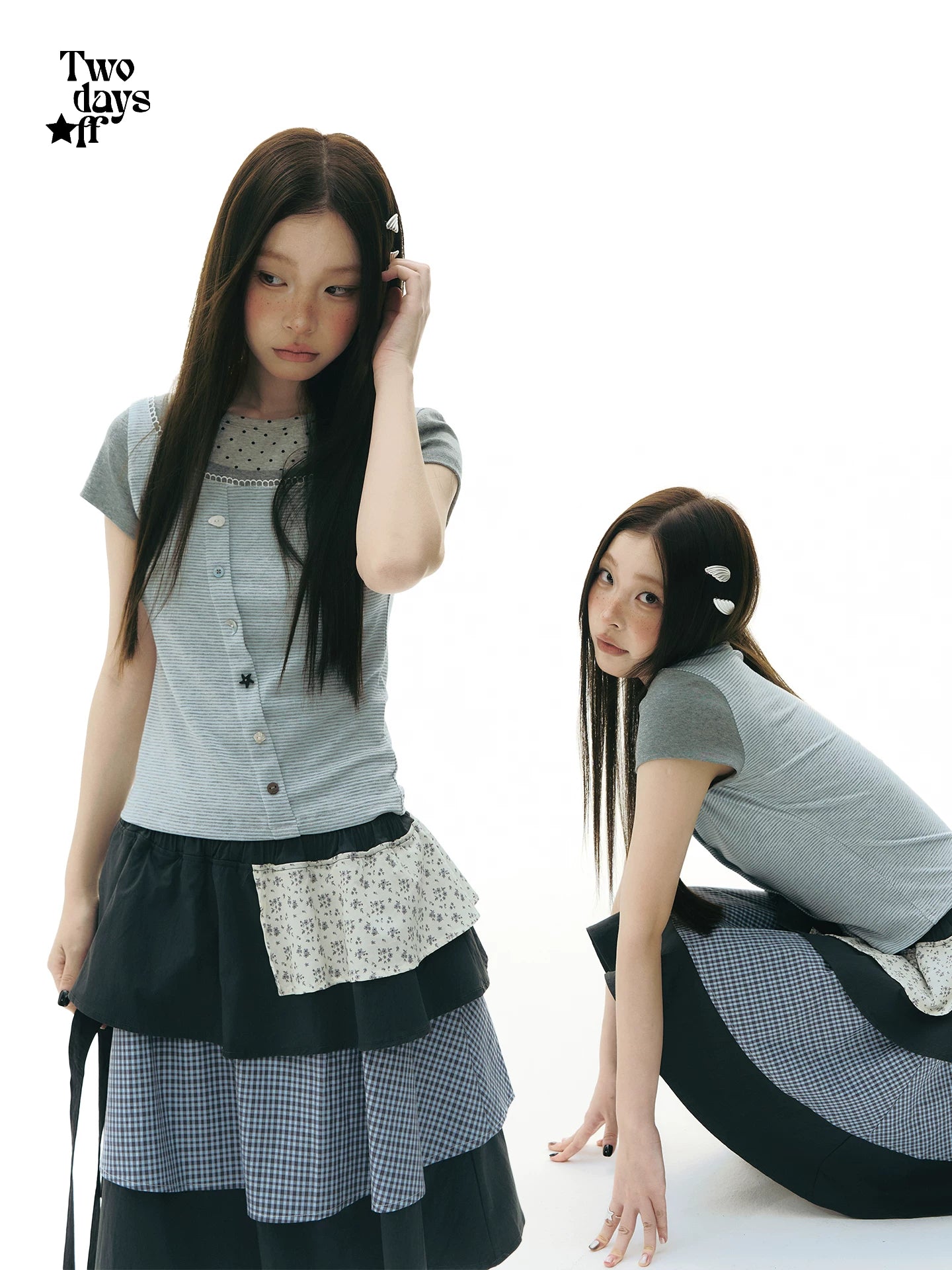 COLOR-BLOCK POLKA DOT T-SHIRT