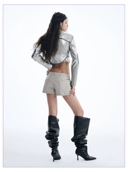 DIAGONAL STRAP LOW-RISE SHORTS