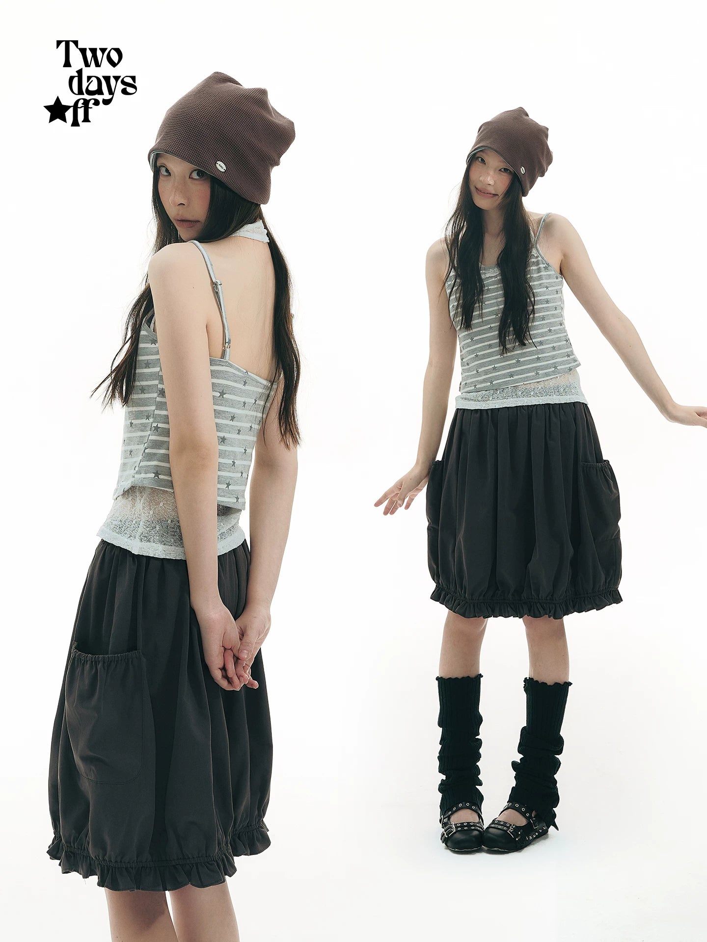 LACE STRIPED CAMISOLE SET