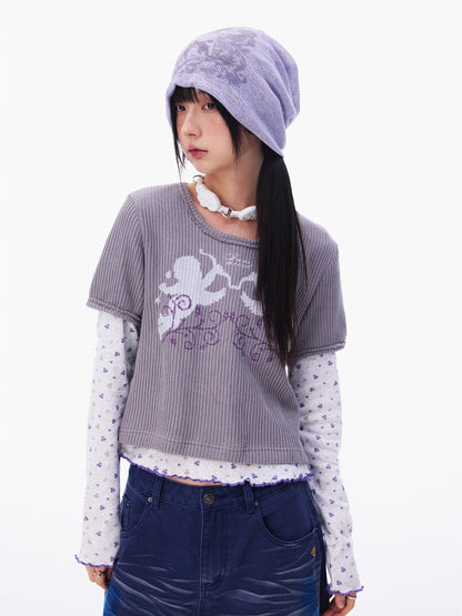 VINTAGE VINE TEXTURED SHORT SLEEVE TOP