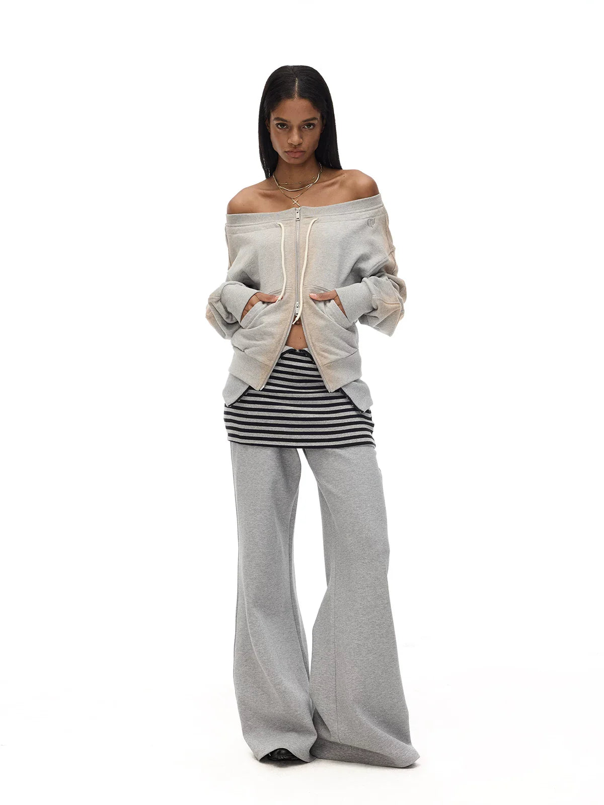 ADJUSTABLE WAIST WIDE-LEG SWEATPANTS