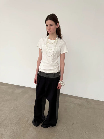 DECONSTRUCTED STRIPED CASUAL PANTS