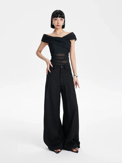 CHIC PATCHWORK WIDE-LEG PANTS