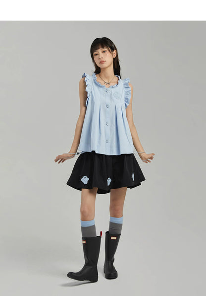 COLOR-BLOCK A-LINE MINI SKIRT