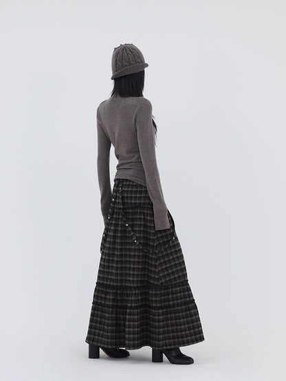TIERED CHECK SKIRT