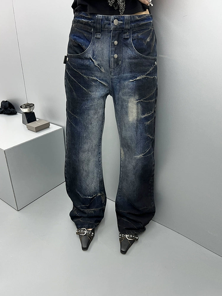 CRACKED WASH DENIM