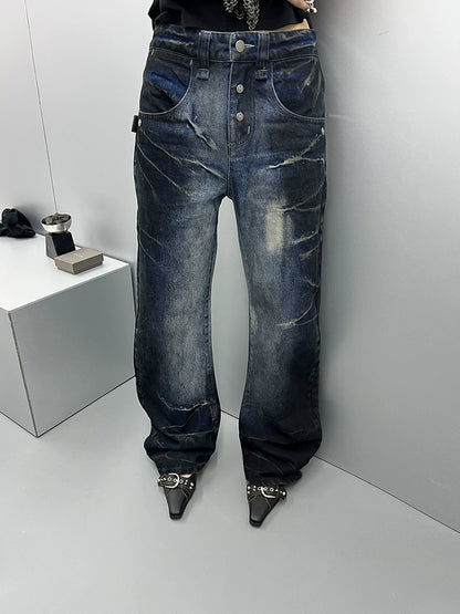 CRACKED WASH DENIM