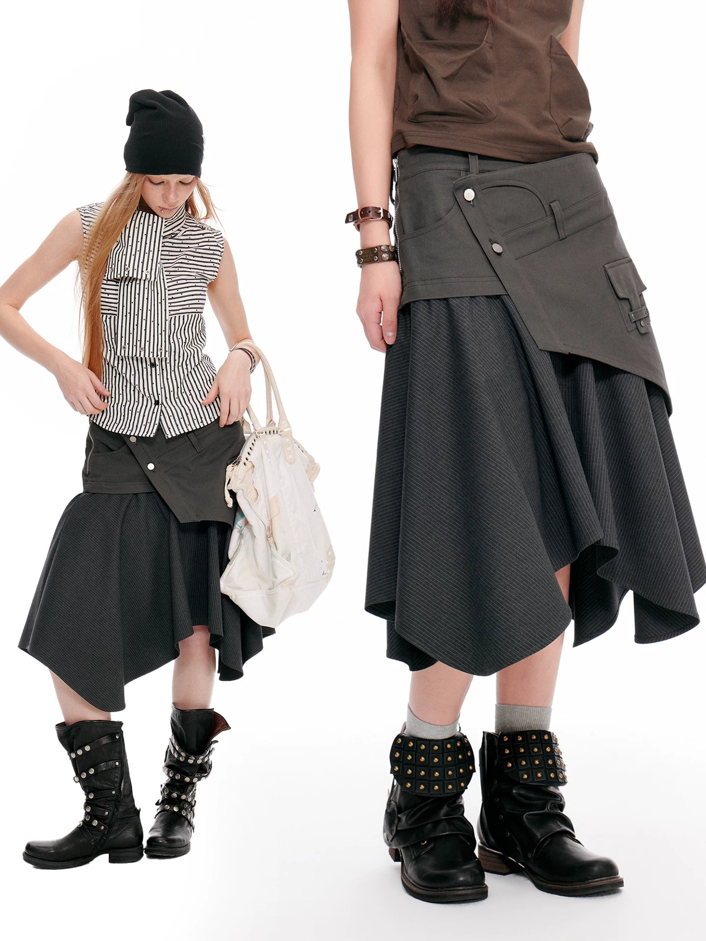ASYMMETRIC POCKET MIDI SKIRT